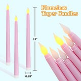 Pink Flameless Taper Candles With Remote, Battery Powered Halloween Led Candlesticks Set Of 6