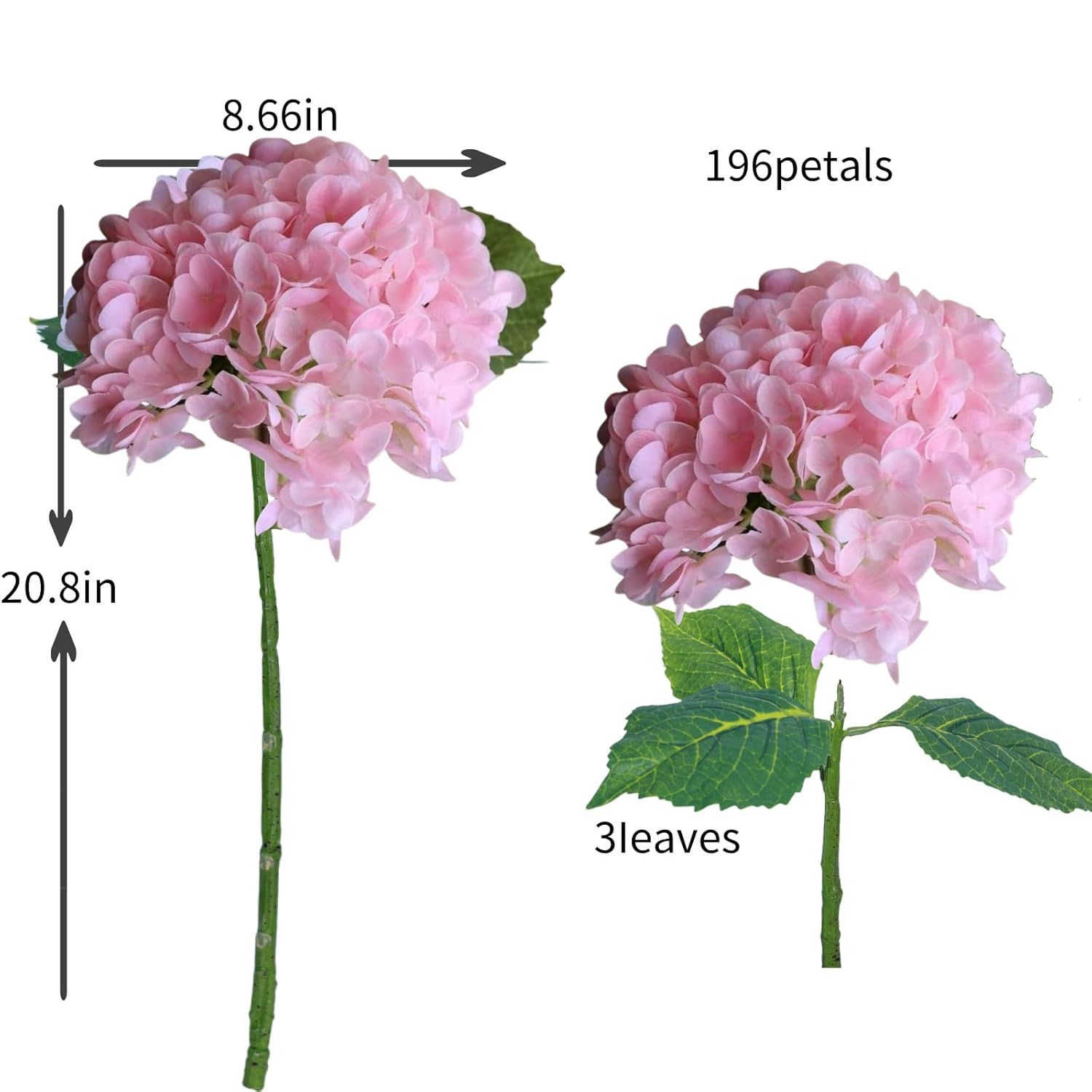 Pink Hydrangea Artificial Flowers - High-End 22.5Cm Oversized Heads (4Pcs) | Real-Touch Design | Perfect For Christmas, Weddings, Home Decor, Parties & Outdoor Use (Pink)