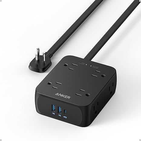 Surge Protector Power Strip with 8 Outlets 3 USB Ports 1 USB C 2000J 5FT Flat Plug Extension Cord