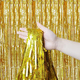 4 Pack Gold Foil Fringe Curtains Tinsel Backdrop for Party Decorations