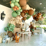 Diy Sage Green Balloon Arch Garland Kit - 137Pcs Matte Green Nude Neutral And Brown Balloons For Birthday Teddy Bear Baby Shower Wedding Boho Party Decorations Jungle Safari Woodland Party Supplies