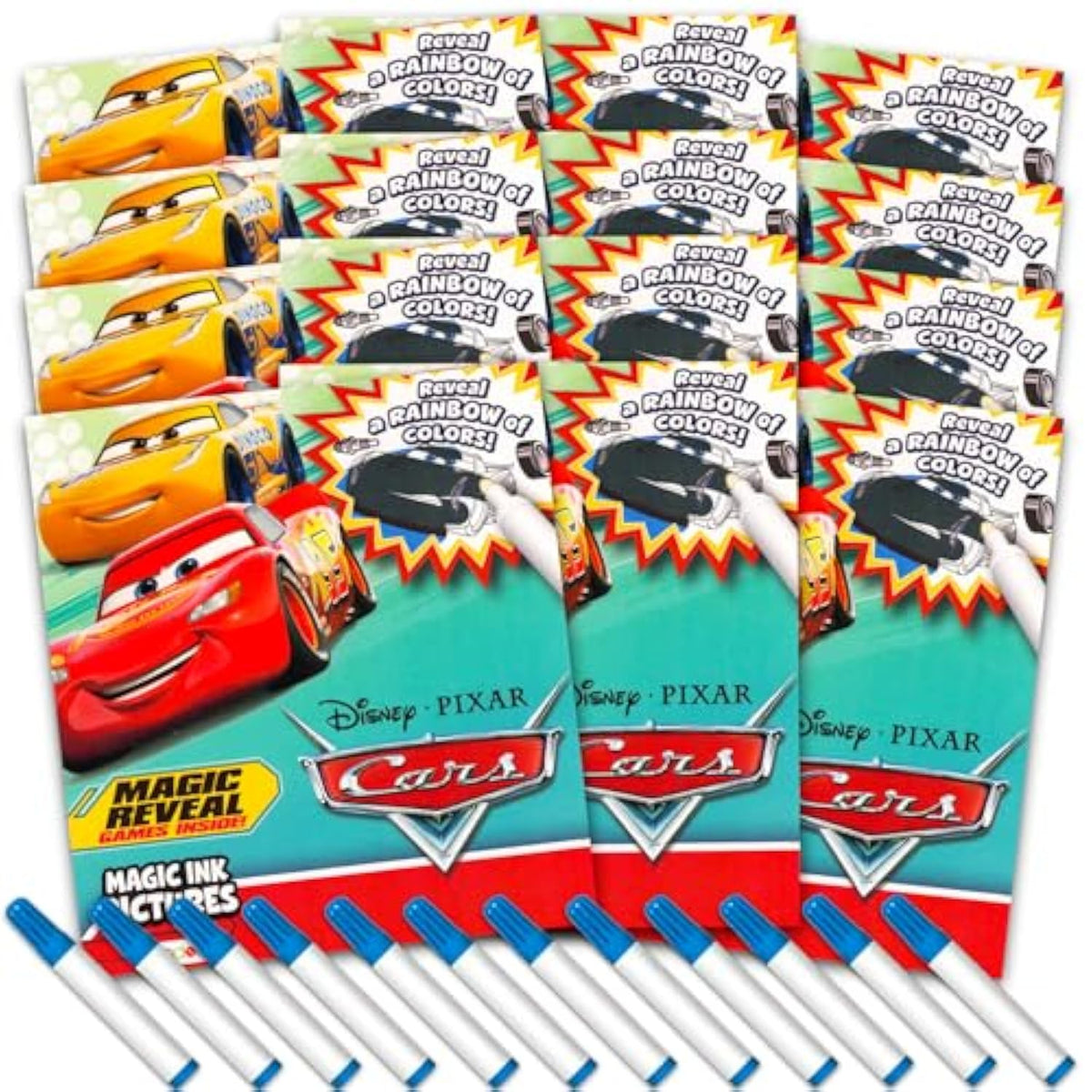 Disney Cars Imagine Ink Coloring Book Set - Bundle Of 12 No-Mess Magic Inks Featuring Lightning Mcqueen | Disney Cars Party Favor Pack For Kids