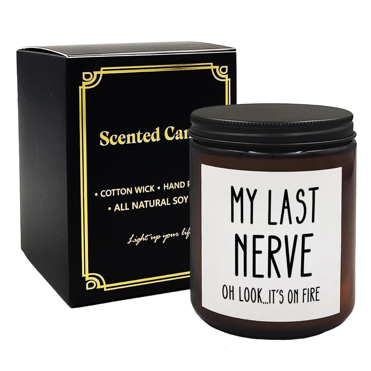 My Last Nerve Oh Look Its On Fire Candle, Funny Gag Scented Candles Gifts For Women Friends Mom Coworkers Teacher