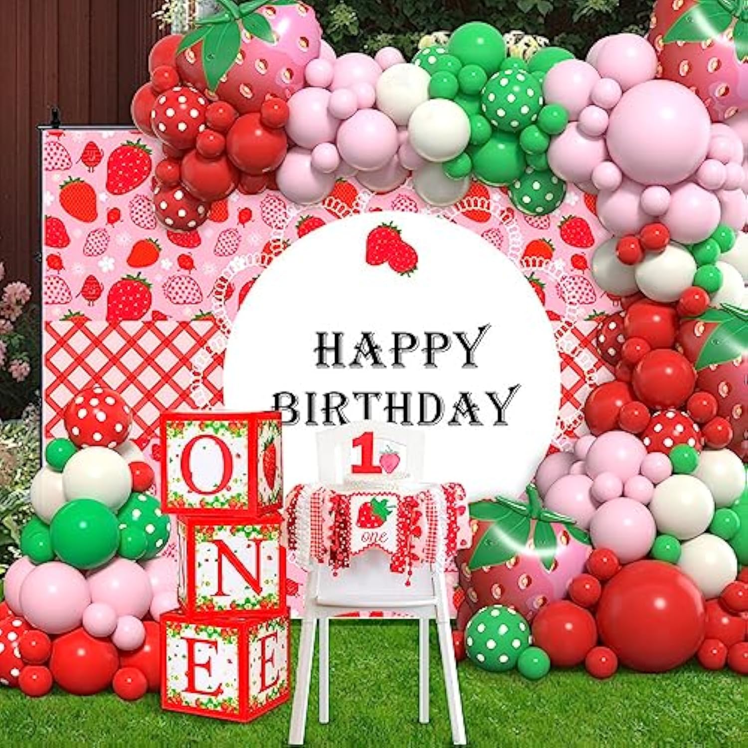 Strawberry Balloon Garland Arch Kit, Strawberry Birthday Party Decorat