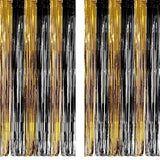 Black & Gold Party Streamers 3.2x8.2ft Foil Fringe Backdrop 2 Pack