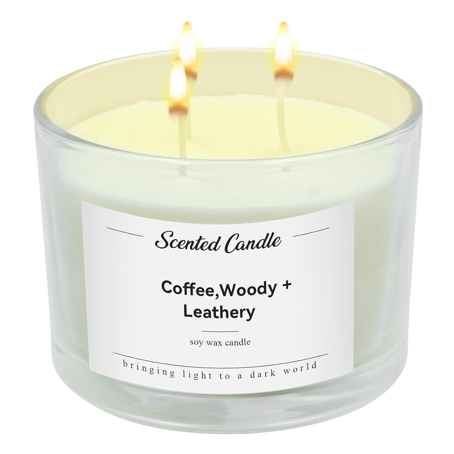 Premium 3-Wick Scented Candle 420G, Jar Aromatherapy Candle Birthday Gifts For Men And Women, Long Lasting 50H, Soy Wax Natural Essential Oil Blend For Home Office Spa (Coffee+Woody+Leathery)
