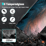 [2+2 Packs] For Galaxy S22 Ultra Screen Protector 6.8 Inch And Camera Lens Protector, 9H Tempered Glass Scratch Resistant, Fingerprint Unlock, Anti Oil Anti Water, Easy To Install No Bubble