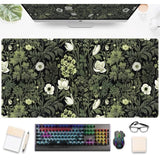 Dark Green Floral Plants Xxl Gaming Mousepad & Desk Pad - Nature Leaf Flower Laptop Keyboard Mat 31.5 X 15.75