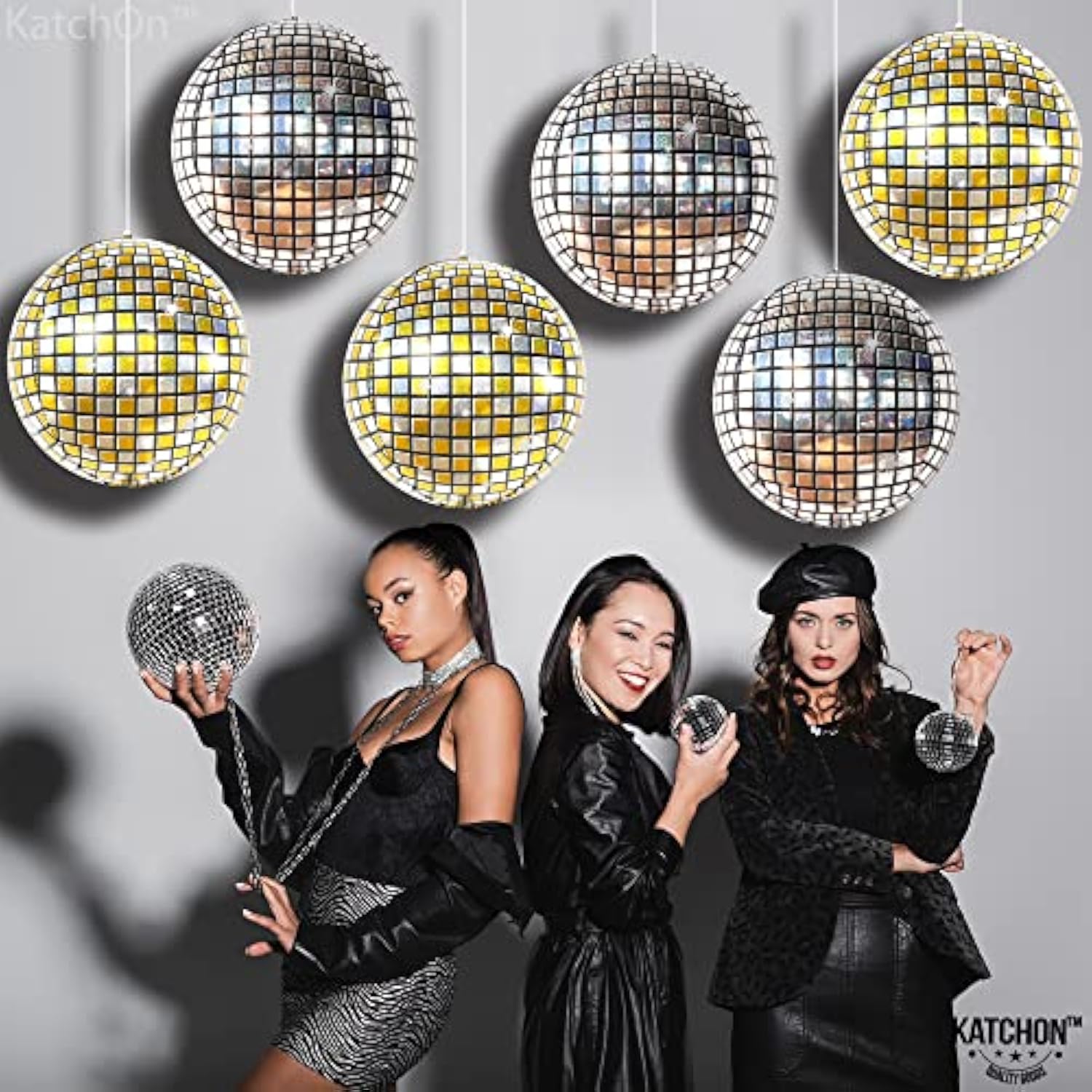 6pcs 22in Silver Gold Disco Ball 4D Sphere Party Balloons 2026
