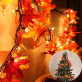 Halloween Decor Garland With Lights Plug In String Lights, Autumn Leaf Fairy Light For Festival Lighting Strings Indoor
