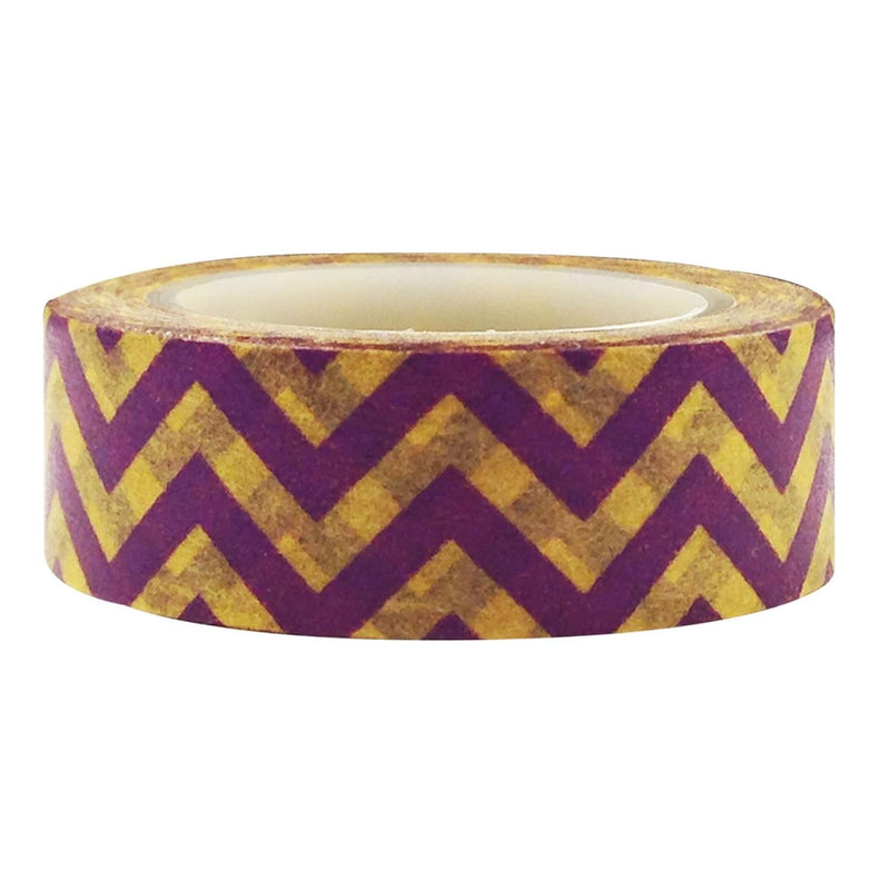 Striped Japanese Washi Masking Tape - Purple & Gold Chevron