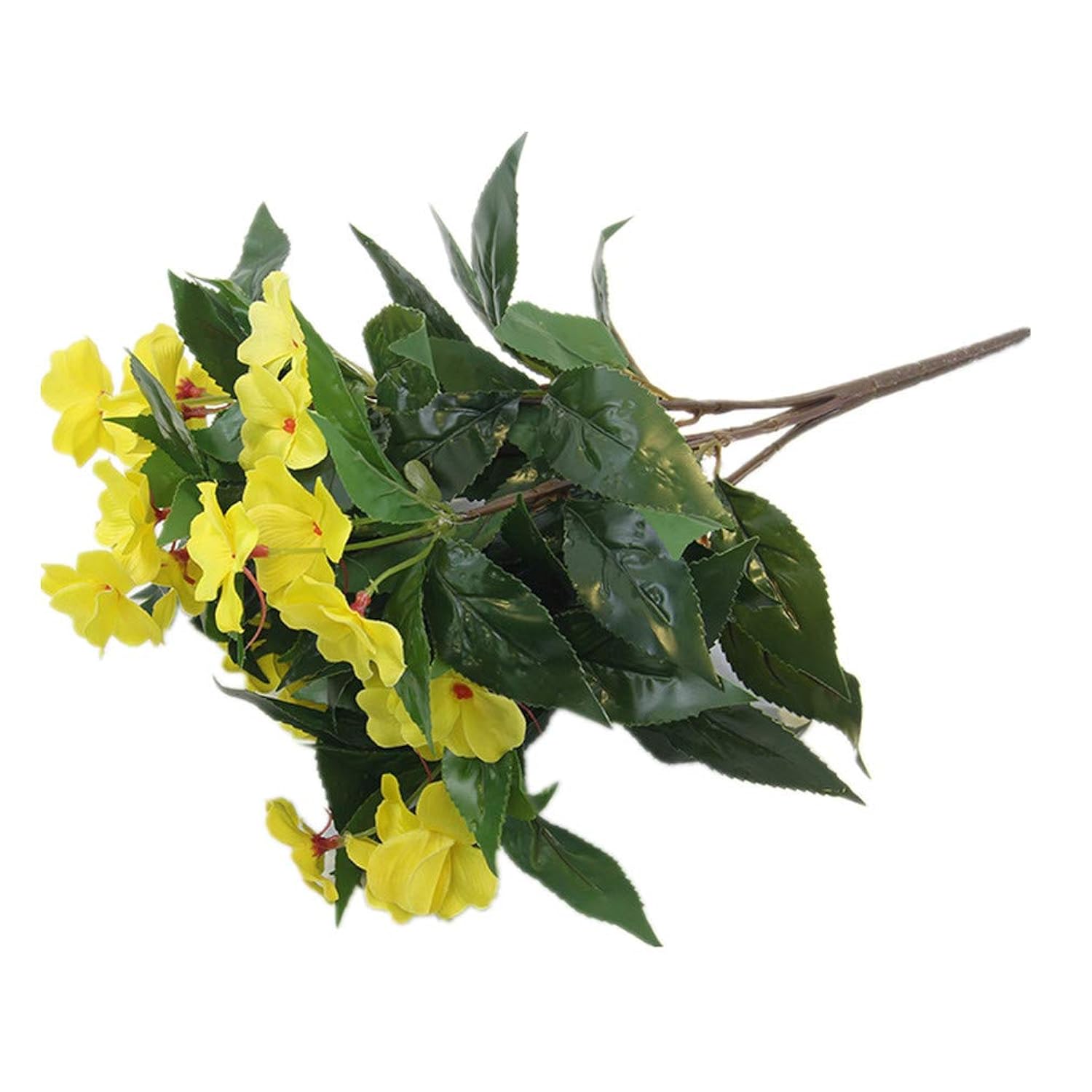 Mynse 2 Pieces Artificial Flower Impatiens For Balcony Garden Bonsai Decoration (Yellow)