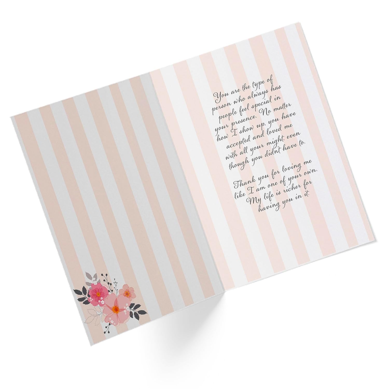 Mothers Day Card For Like A Mom, Stepmom, Aunt, Godmother With Envelope | Pink And White Flowers With Hearts Happy Mother'S Day To A Special Woman | 5”X7.5” | (Single Card)