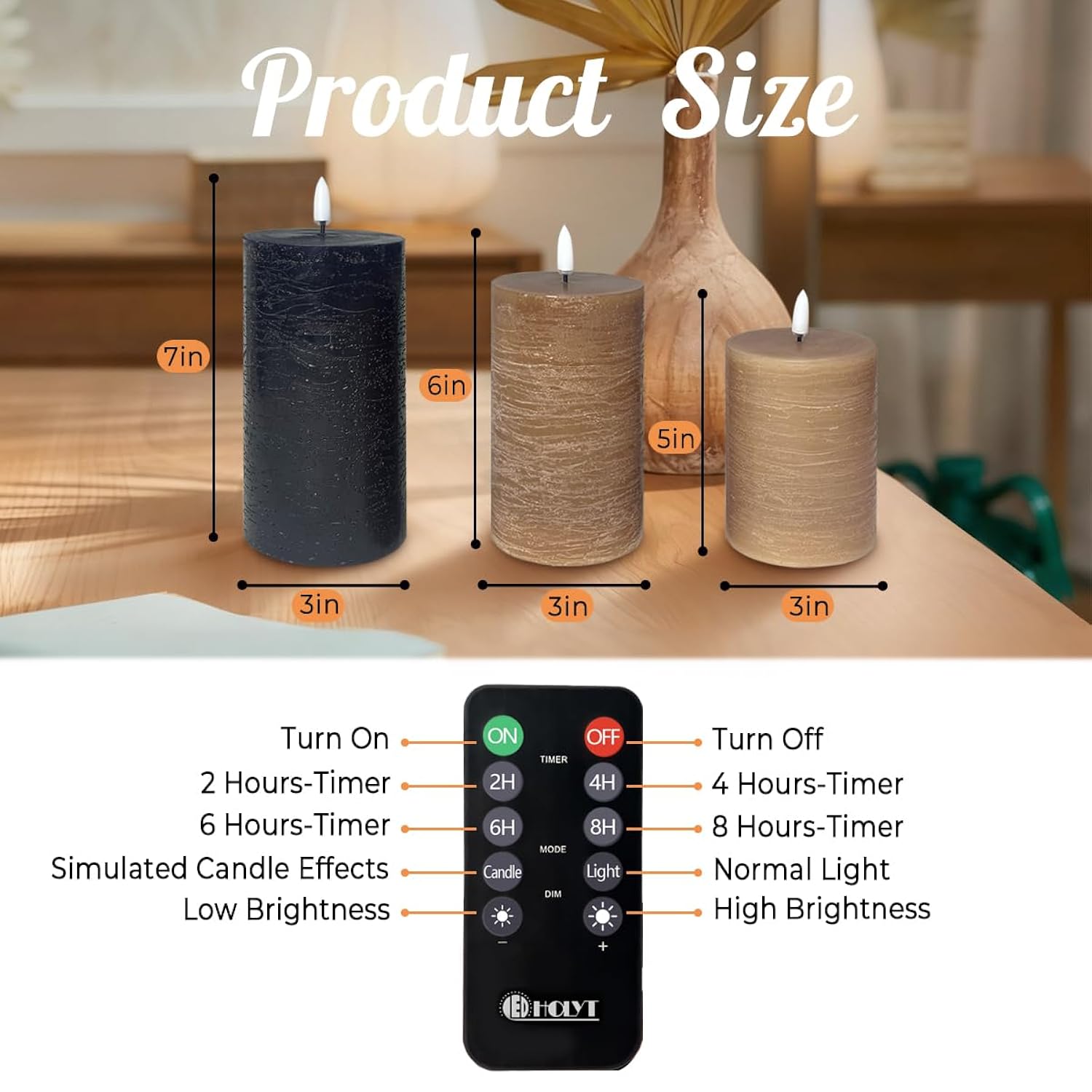 Rechargeable Flameless Led Pillar Candles–Luminous Real Wax Indoor Home Decor–Set Of 3, Realistic Flickering Led Flame,Remote & Timer, Usb-Rechargeable?Caramel Beige?