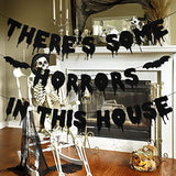 Black Glitter Halloween Banner: "There's Some Horrors In This House"