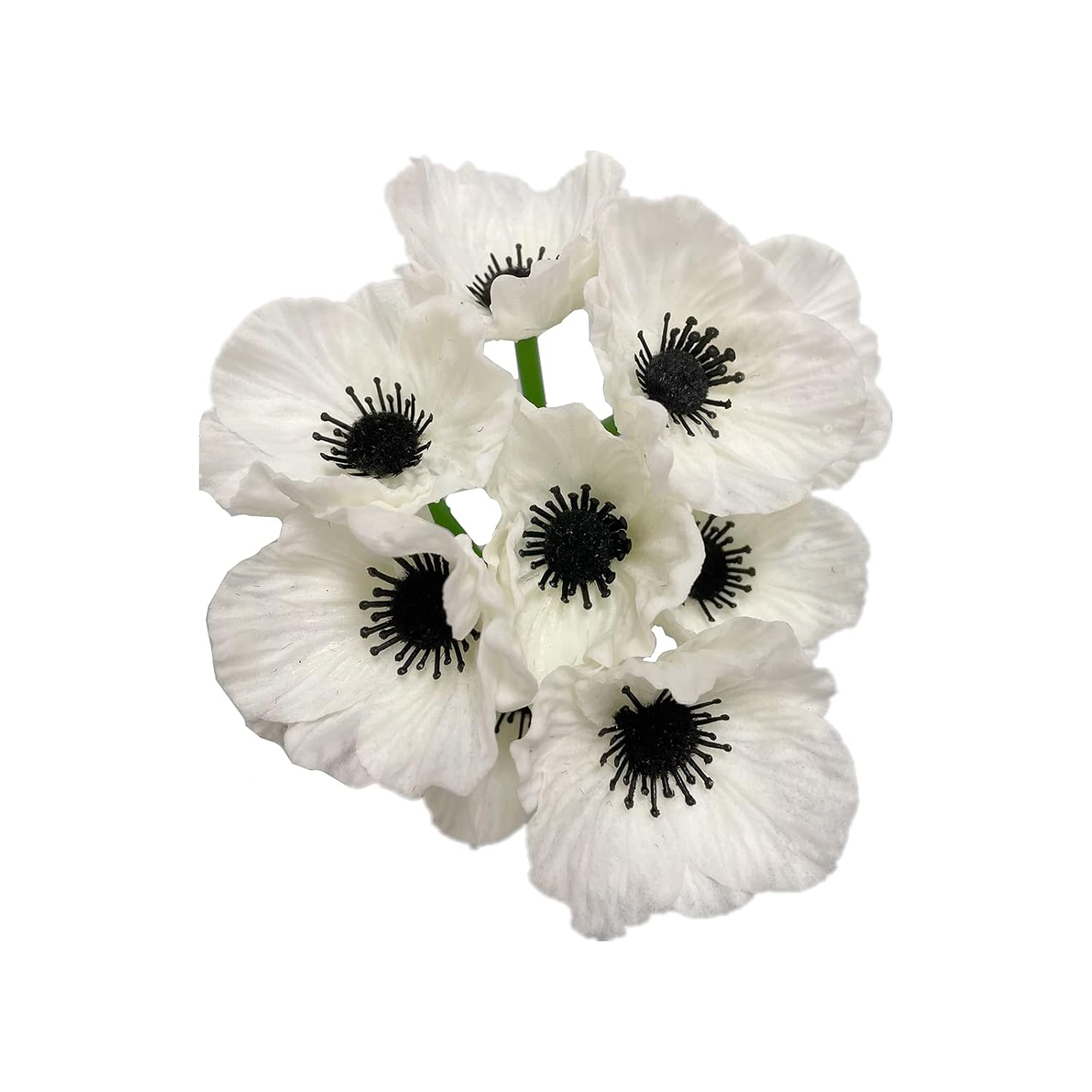 10 Stem 11" Bouquets Artificial Flowers Poppy Flowers,No Fade Faux Anemone Wild Flowers For Kitchen Table Centerpiece Vase,Home Greenery Wedding Holding Flowers Backdrop Arch Wall(White)