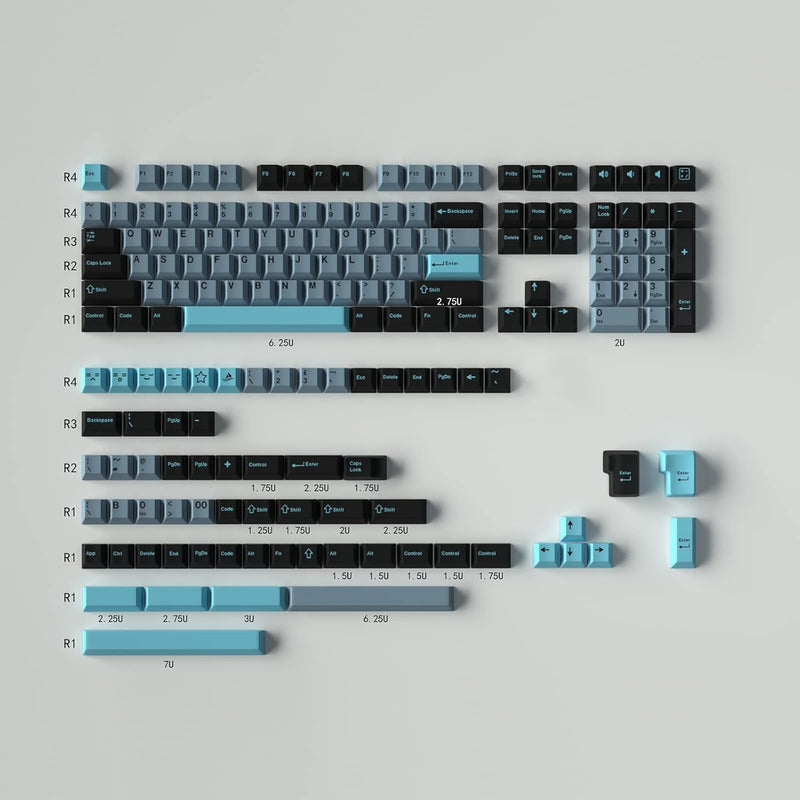 172 Keys Double Shot Keycaps Cherry Profile Blue Keycaps With 7U Spacebar Fit