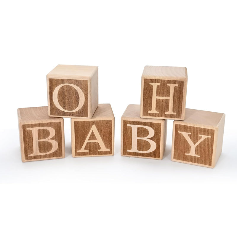 Oh Baby Sign Little Blocks (Wooden/Small1.8") For Baby Shower Party Ta