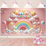 Rainbow Birthday Backdrop: 71"x43" Kids' Party Banner