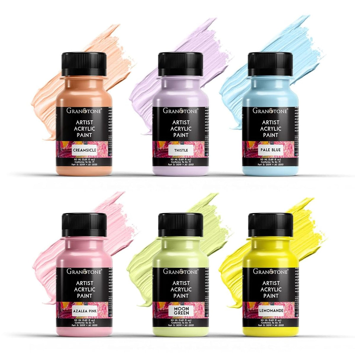 Pastel Acrylic Paint Set - 6 Beautiful Colors, 50 Ml Each - Ideal For Artists & Crafters By
