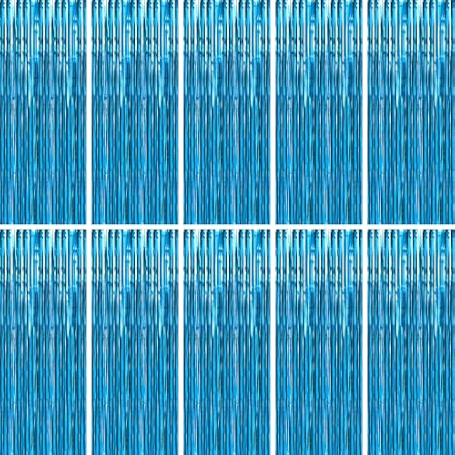 10pcs Aquamarine Foil Fringe Curtain Metallic Streamer Party Backdrop Decorations