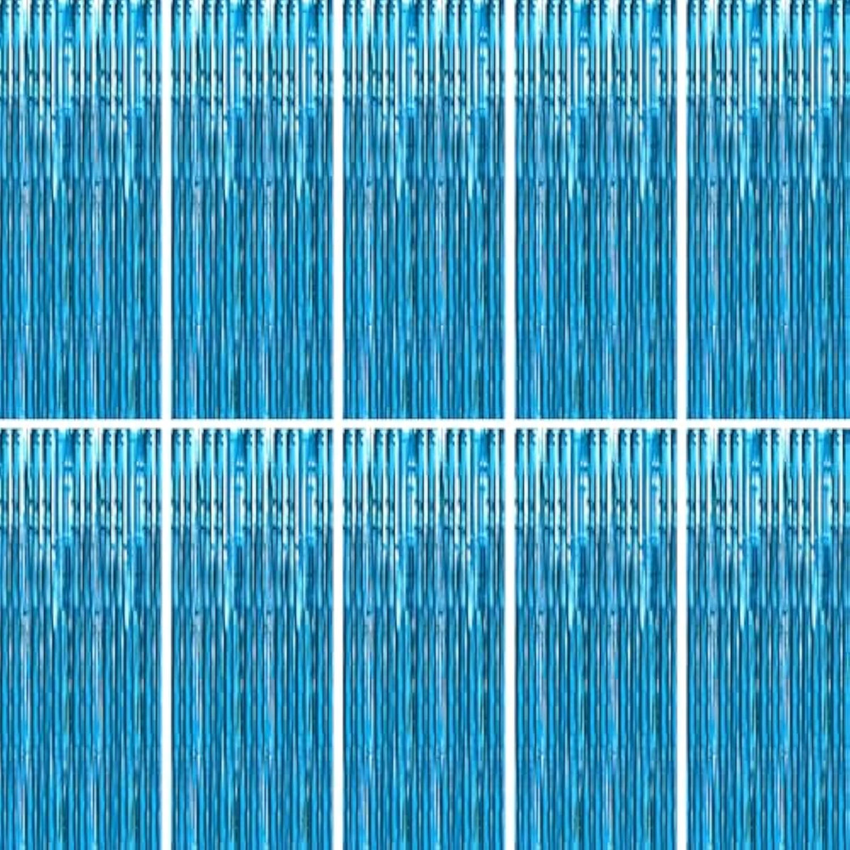 10pcs Aquamarine Foil Fringe Curtain Metallic Streamer Party Backdrop Decorations
