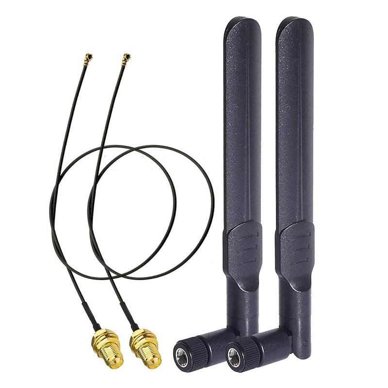 Dual Band Wifi 2.4Ghz 5Ghz 5.8Ghz 8Dbi Rp-Sma Male Antenna & 20Cm 8 Inch U.Fl