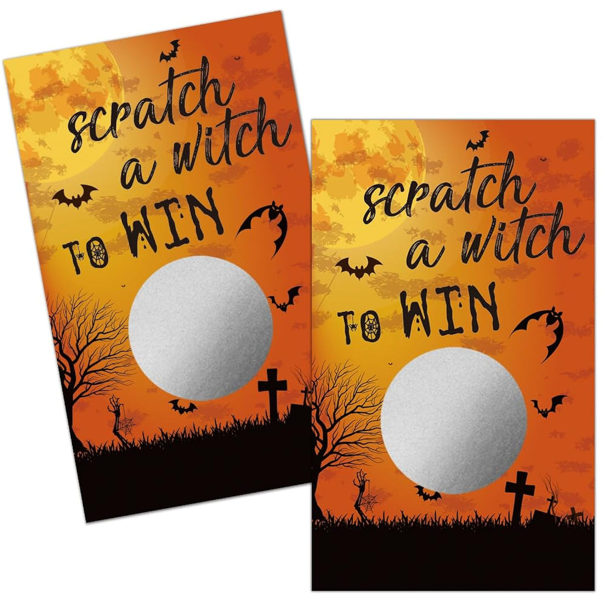 50 Pack Halloween Theme Scratch Off Game, Spider Witch Bat Halloween Scratch Card For Baby Shower Halloween Party Game Lottery Games Group Games Family Activity, Bridal Shower Activity And Idea