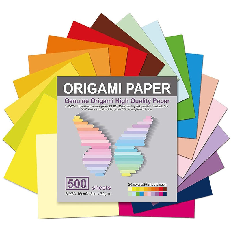 Origami Paper 500 Sheets, 20 Vivid Colors, Double Sided Colors Make Colorful A