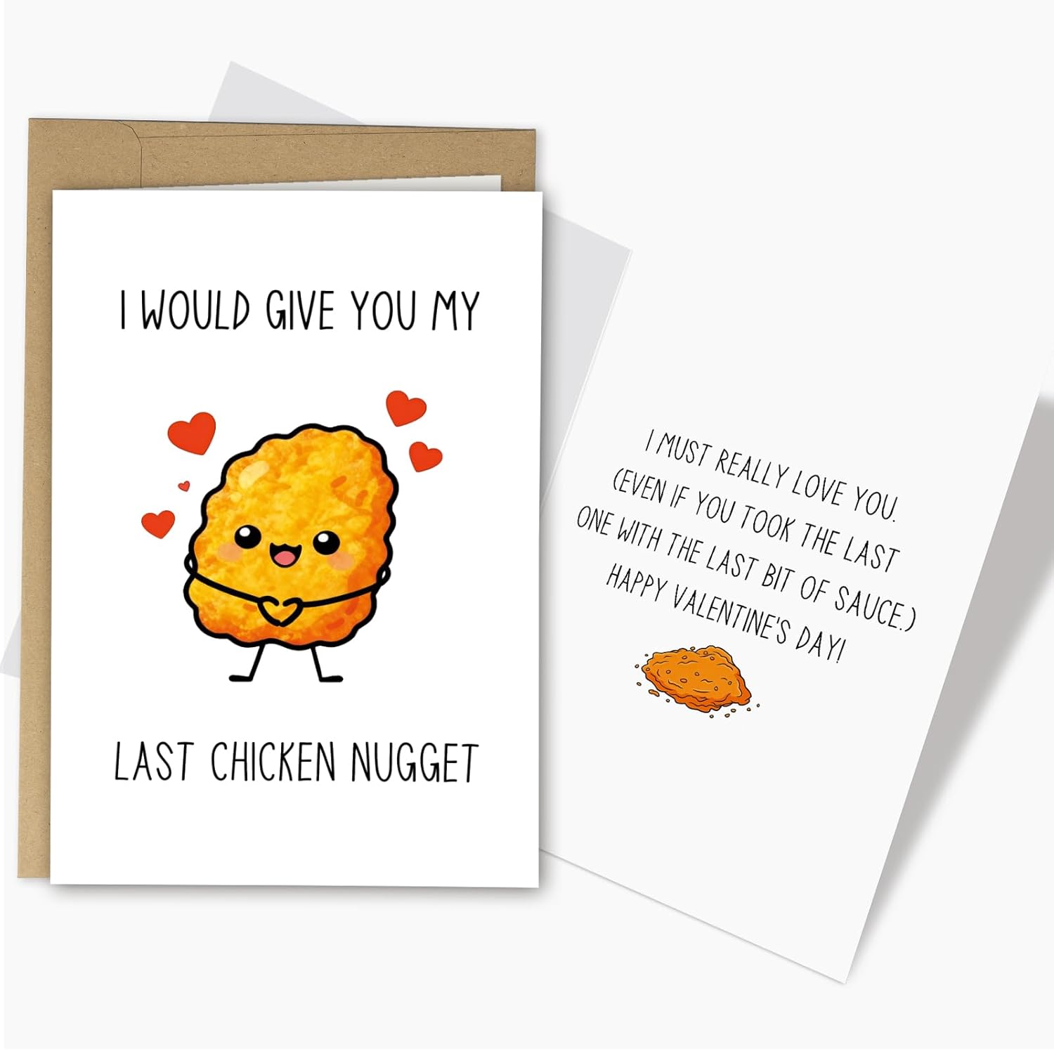 Funny Chicken Nugget Valentine'S Day Card, Romantic Food Valentines Day Card For Husband Wife Boyfriend Girlfriend, I Would Give You My Last Chicken Nugget