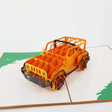 Orange Jeep Pop Up Birthday Card, Thank You Card, Love Card, Graduation Card, Anniversary Card, Just Because, Romantic Cards For Man, Woman, Lady, Girl, Boy Jeep Pop Up Card (Orange)