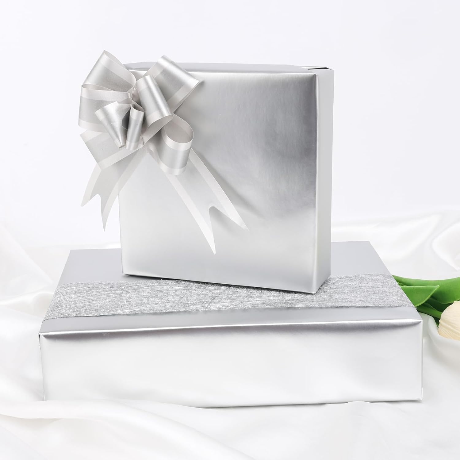 Matte Metal Silvery Wrapping Paper, Solid Color Paper,Gift Wrapping Paper,Perfect For Wedding,Valentine'S Day,Birthday, Christmas,Baby Shower,Diy Bouquet (17 Inches X 32.8 Feet)