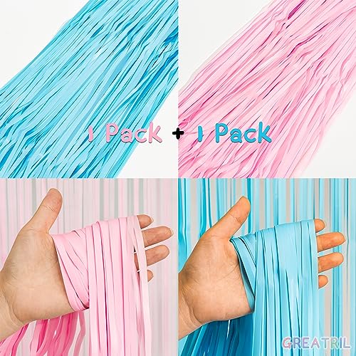 Pink and Blue Party Photo Backdrop - 3.2ft X 8.2ft - 2 Packs