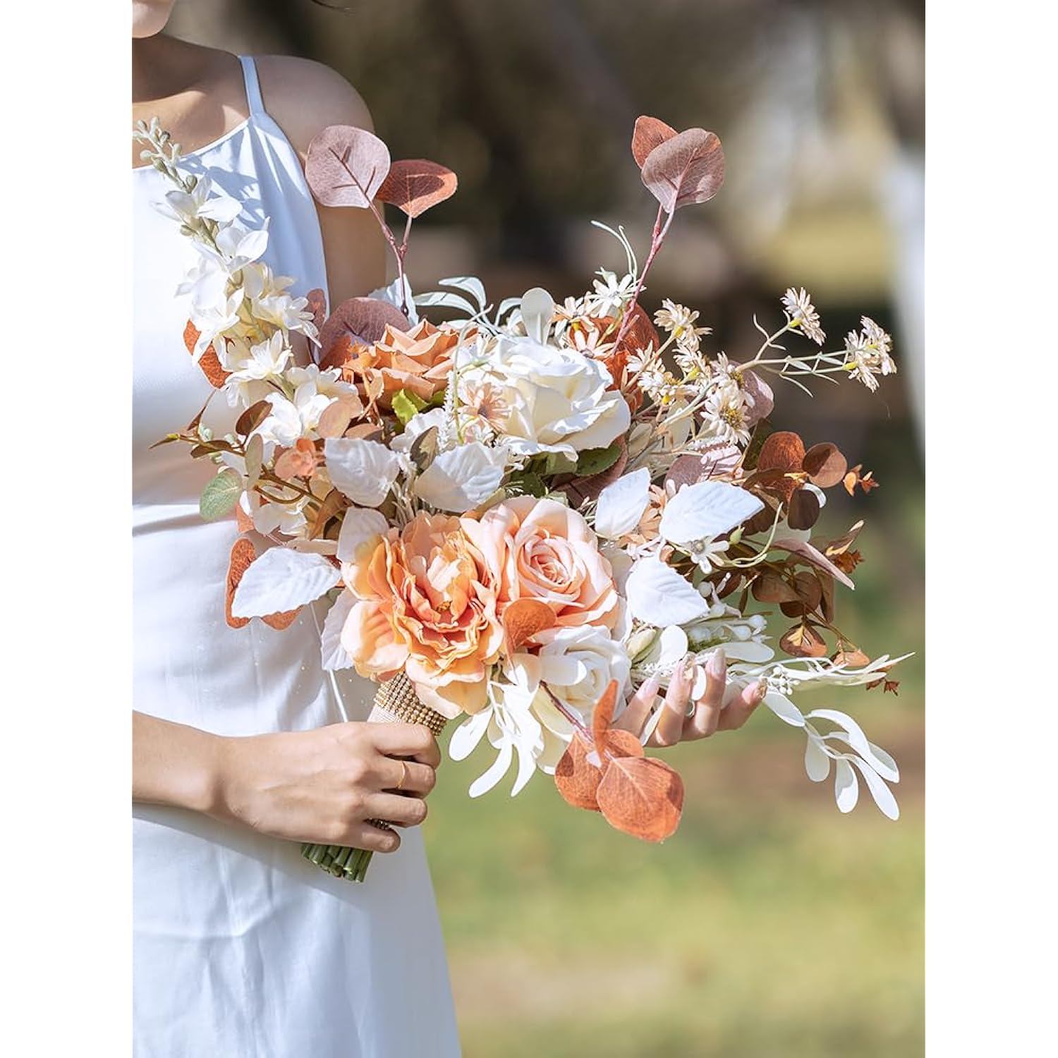 Cascade Bride Bouquets, Handmade With Artifical Flowers, For Ceremony, Anniversary, Wedding Gifts And Home Decorations