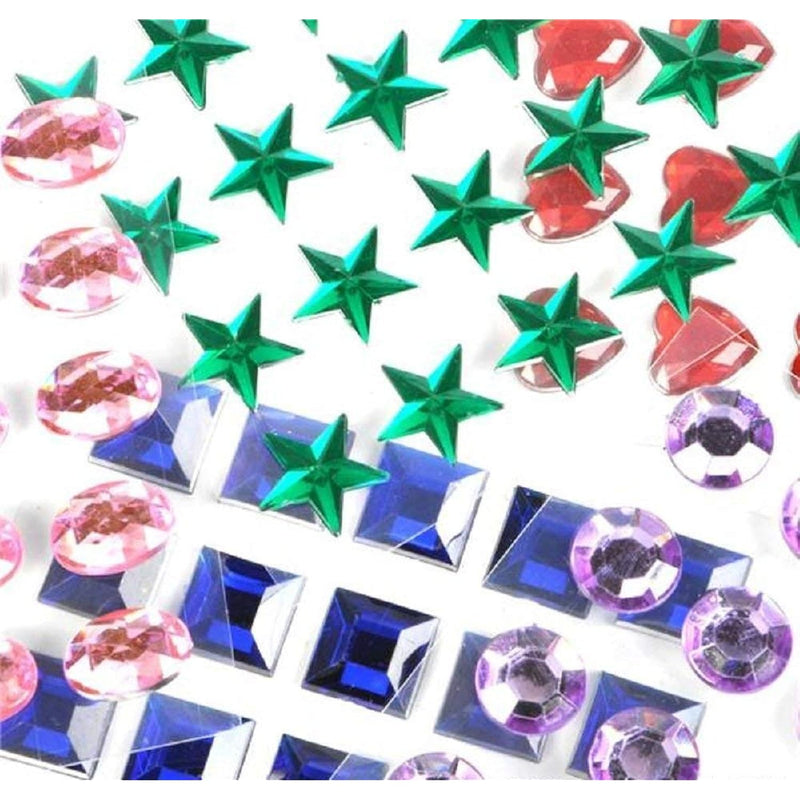 Mini Self-Adhesive Back Jewels Multi-Color Assorted Gems Rhinestone, Hearts, D