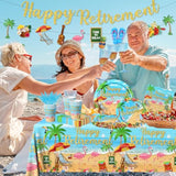 Tropical Aloha Party Decorations, 142Pcs Set - Plates, Napkins, Cups, Tablecloth For Beach Retirement Celebrations