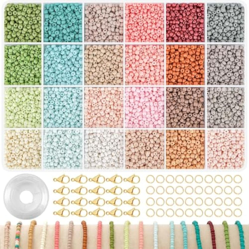3Mm Glass Seed Beads For Jewelry Making, Friendship Bracelet Making Kit For Girls Adults, 24 Colors Bead Bracelet Kit For Diy Crafts Gifts (3Mm-A)