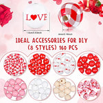160 Pieces Valentine‘S Day Plaid Wood Beads 16 Mm Heart Farmhouse Craft Wooden Beads Red And Pink Tassel Garland Bead Love Handmade Polished Spacer Beads For Valentine‘S Day Diy Crafts Party Supplies