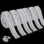 6 Rolls Self Adhesive Rhinestone Ribbons, Sliver Resin Rhinestone Strips, Diamond Crystal Rhinestone Ribbon Roll Stickers Glitter Bling Ribbons For Crafts Fabric Car