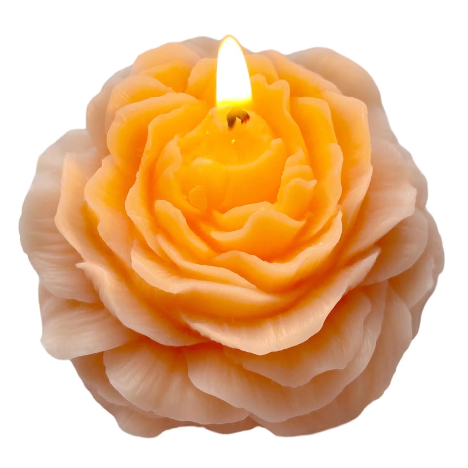 Light-Peach Peony Flower Shape Candles For Women - Aromatic Pastel Aesthetic Candle With Rose Fragrance - Christmas Gift For Friends Colleagues And Classmates (3 Inch)