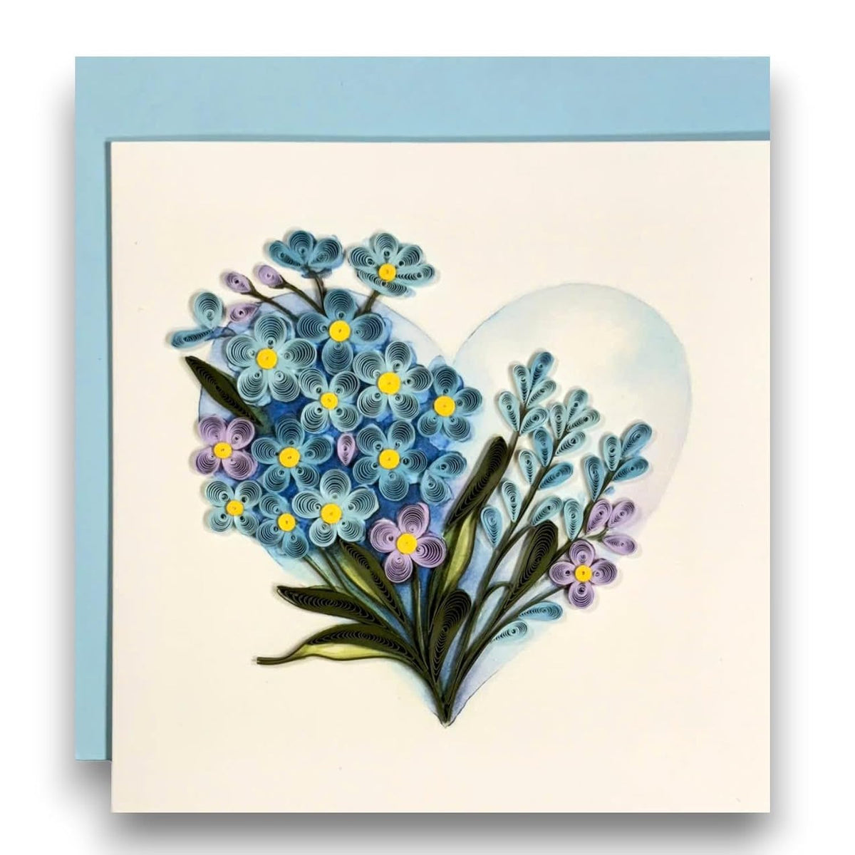 Quilling Greeting Card Handmade Forget-Me-Not Floral Design Heart Detail Romantic Gift For Her Birthday Anniversary Valentine’S Day Special Occasion Keepsake Unique Love Paper Art