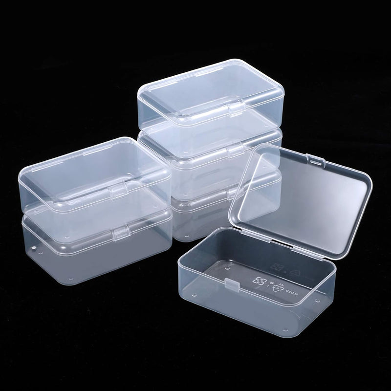 6 Pack Rectangle Mini Clear Plastic Storage Containers Box Case With L