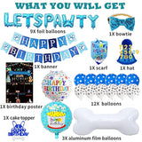 Boy Dog Birthday Party Decoration Set: Hat, Bandana, Bowtie, Banner, Balloons