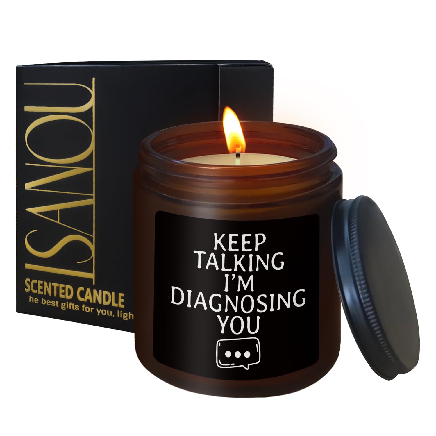 Psychology Candle Gifts,Keep Talking I'M Diagnosing You,Therapist Gifts Mental Health Gifts,Cedar Fragrance Scented Candles,8 Oz