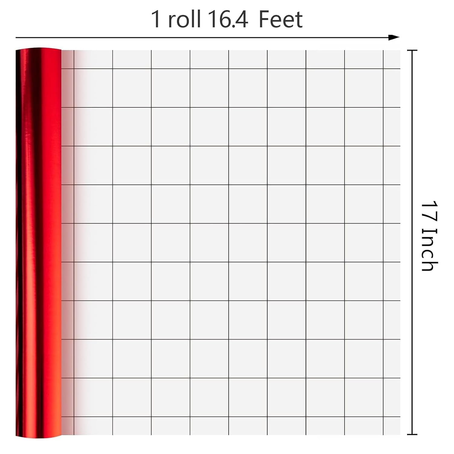 Red Wrapping Paper Roll - 17 In X 16.4 Ft(23.3 Sq.Ft.) Metallic Red Solid Color Gift Wrap With Grid Cutting Lines For Christmas, Birthday, Wedding, Bridal Shower, Mothers Day, Valentines Day