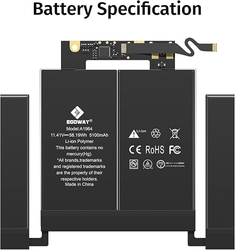 A1989 A2251 Egoway A1964 Replacement Laptop Battery for MacBook Pro 13 Inch