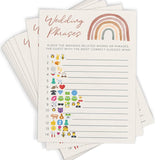 Bridal Shower Game Set – 4 Fun Games And Activities For 30 Guests, Includes Bingo, Bride Or Groom Trivia, Would She Rather, And Wedding Phrase Icon Guessing, Boho Rainbow Design