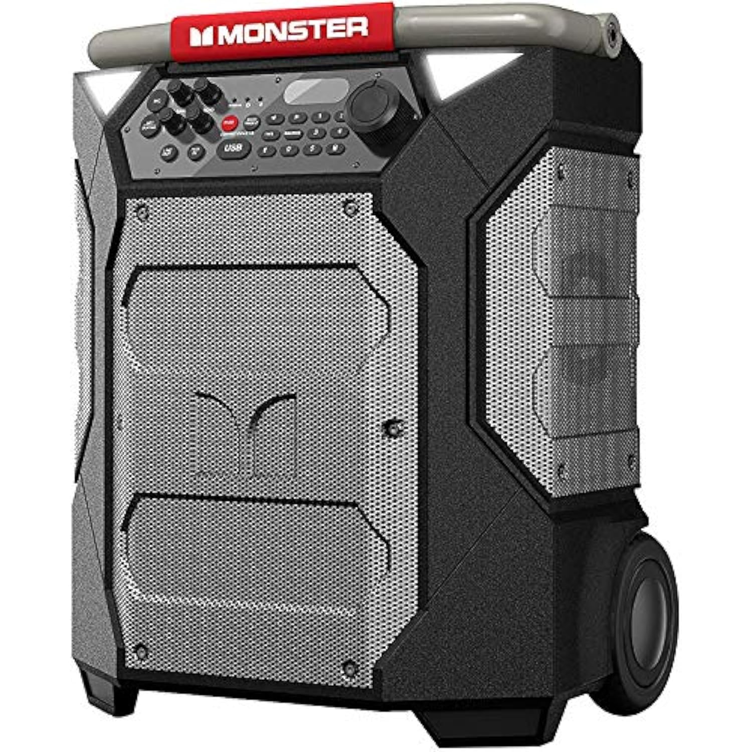 Monster Rockin' Roller 270 Portable Indoor/Outdoor Wireless Speaker, 200 Watts, Up to 100 Hours Playtime, IPX4 Water Resistant, Qi Charger, Connect to Another TWS Speaker (Slate)