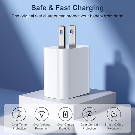 4 Pack 20W USB C Fast Charger with 6FT Cable PD Wall Charger for iPhone 14 13 12 11 and iPad