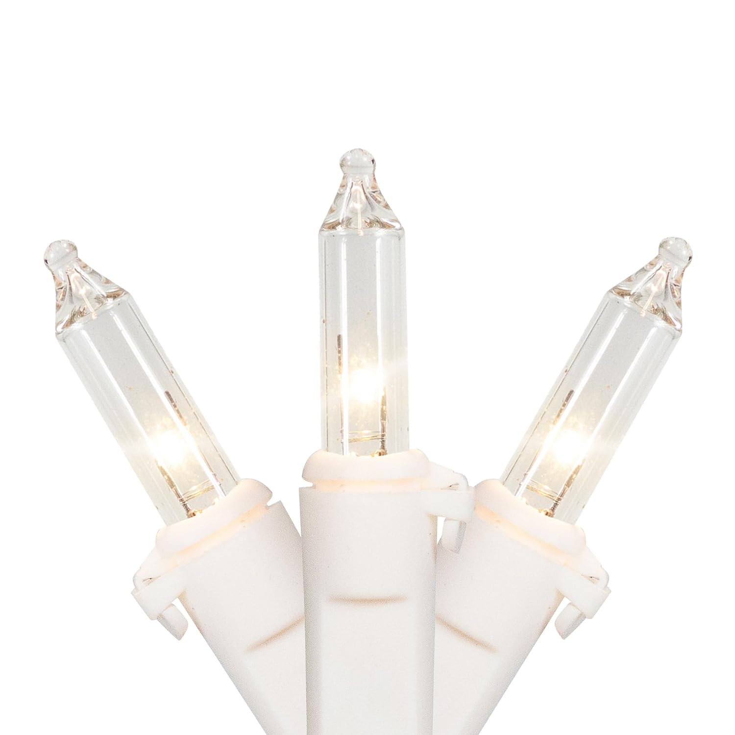 Mini Incandescent Christmas Lights - Clear - 4' White Wire - 10Ct